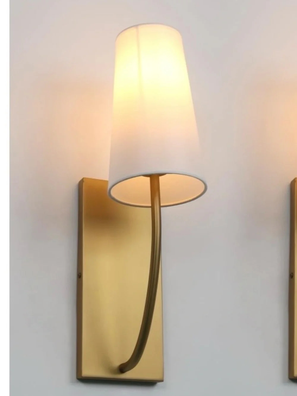 Antique Brass & Fabric Wall Sconce Set BOHO MODERN VINTAGE